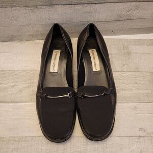Etienne Aigner Womens Black Leather & Fabric Loafers Size 8.5 M